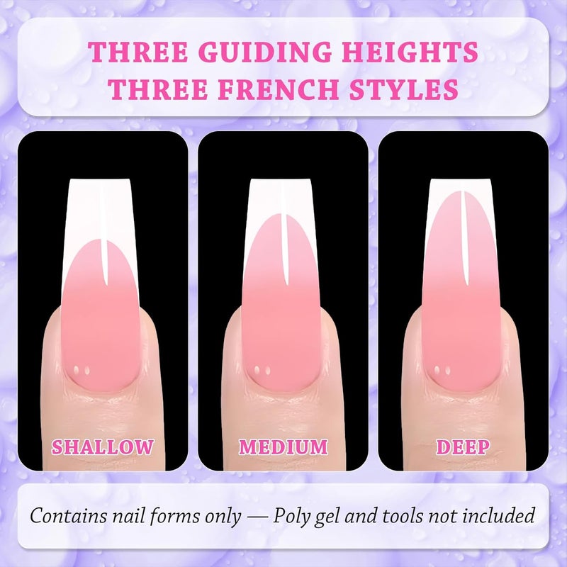 Outopen 150pcs Long Coffin Nail Forms for French Nail Extension, Thicken Clear Coffin Nail Mold for Polygel Acrylic Extension, Full Cover Fake Press On Nail Molds, 15 Sizes - Image 2